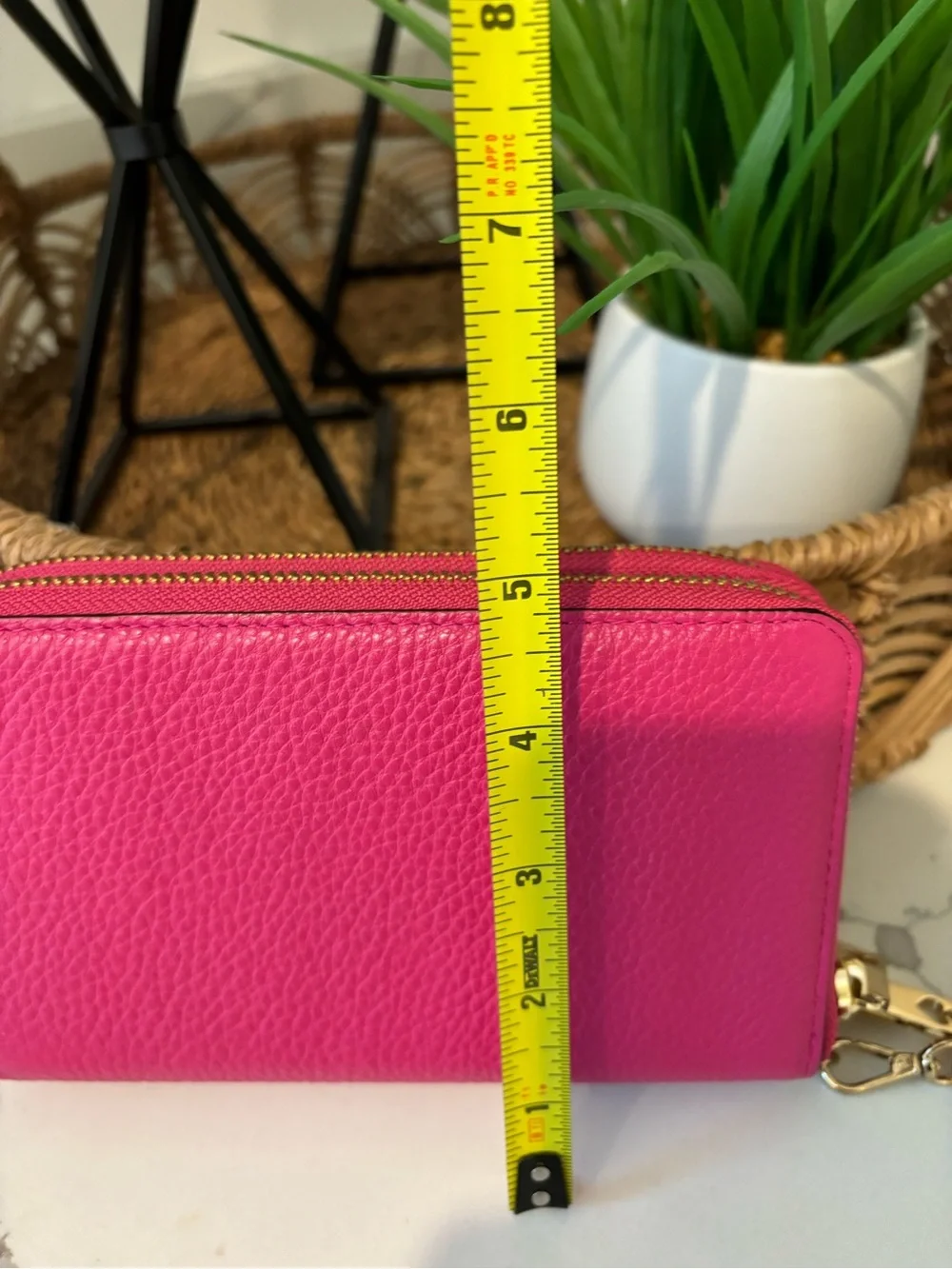 Kate Spade Double Zip Continental Saffiano Wristlet Sweetheart Pink Gold Metal